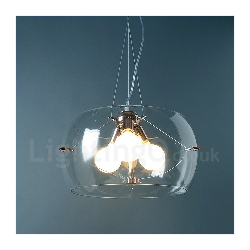 Suspension contemporaine moderne à 3 lumières en verre
