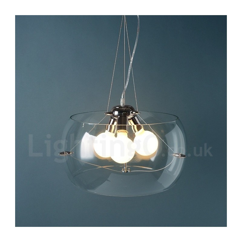 Suspension contemporaine moderne à 3 lumières en verre