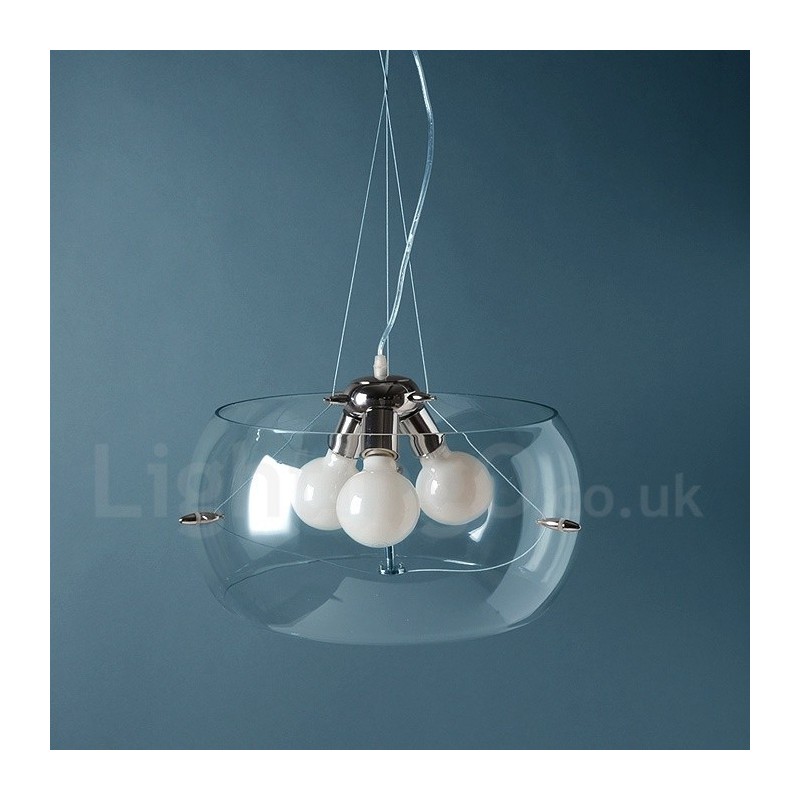 Suspension contemporaine moderne à 3 lumières en verre