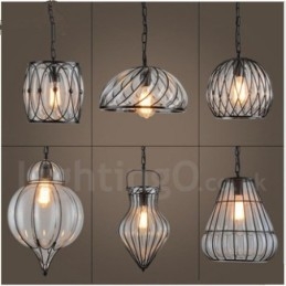 Suspension vintage en verre à 1 lumière pour café, loft
