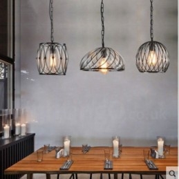 Suspension vintage en verre à 1 lumière pour café, loft