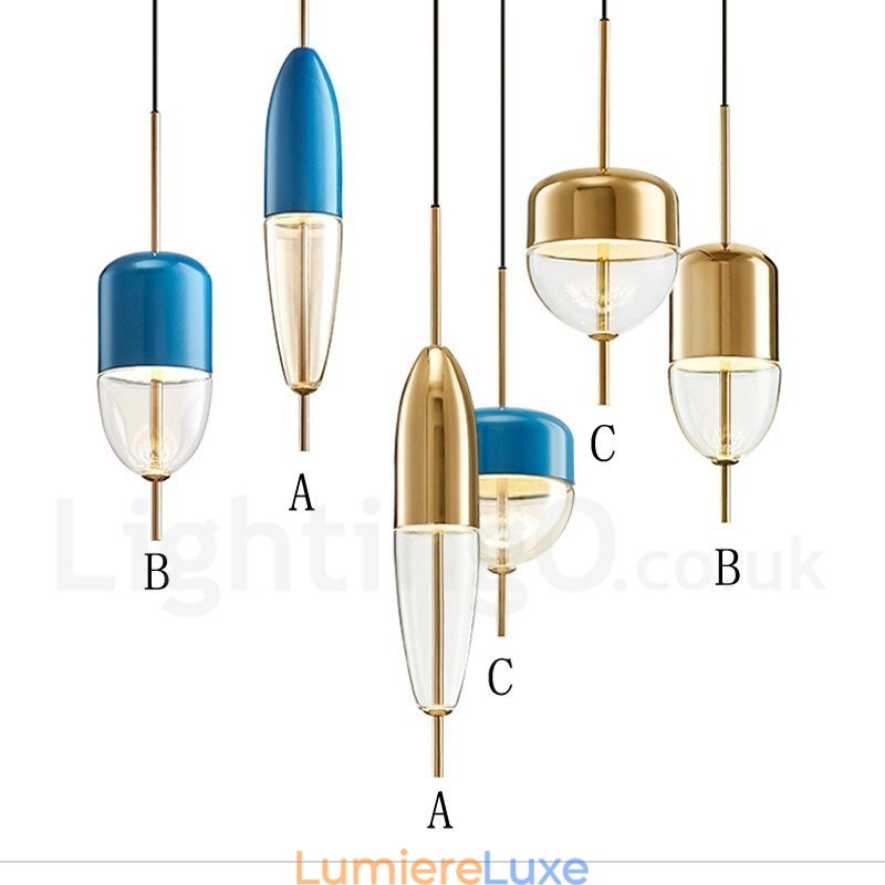 Suspension contemporaine moderne en verre à 1 lumière