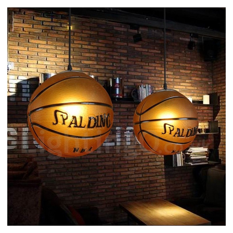 Suspension 1 lumière vintage moderne contemporaine en verre avec abat-jour en forme de basket-ball