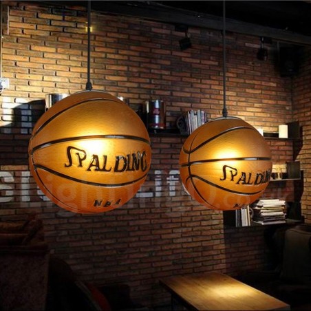 Suspension 1 lumière vintage moderne contemporaine en verre avec abat-jour en forme de basket-ball