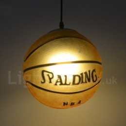 Suspension 1 lumière vintage moderne contemporaine en verre avec abat-jour en forme de basket-ball
