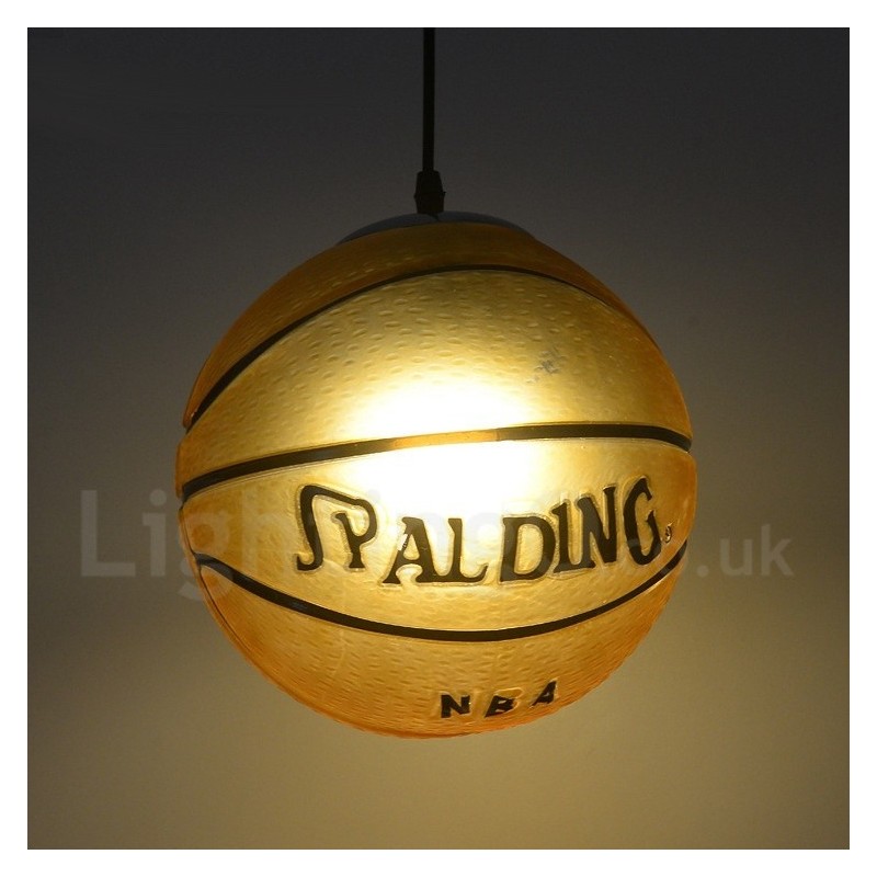 Suspension 1 lumière vintage moderne contemporaine en verre avec abat-jour en forme de basket-ball