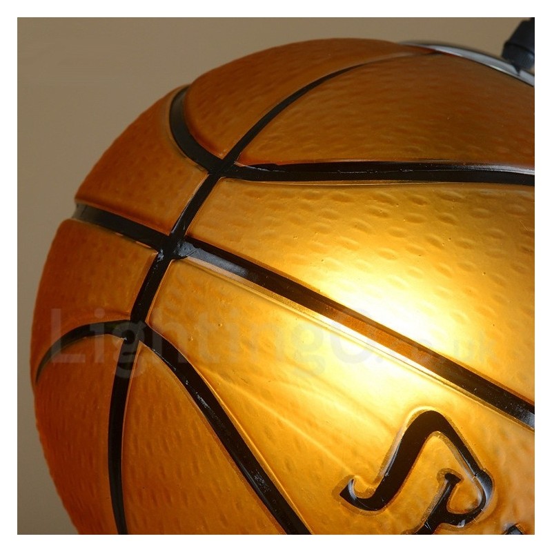 Suspension 1 lumière vintage moderne contemporaine en verre avec abat-jour en forme de basket-ball