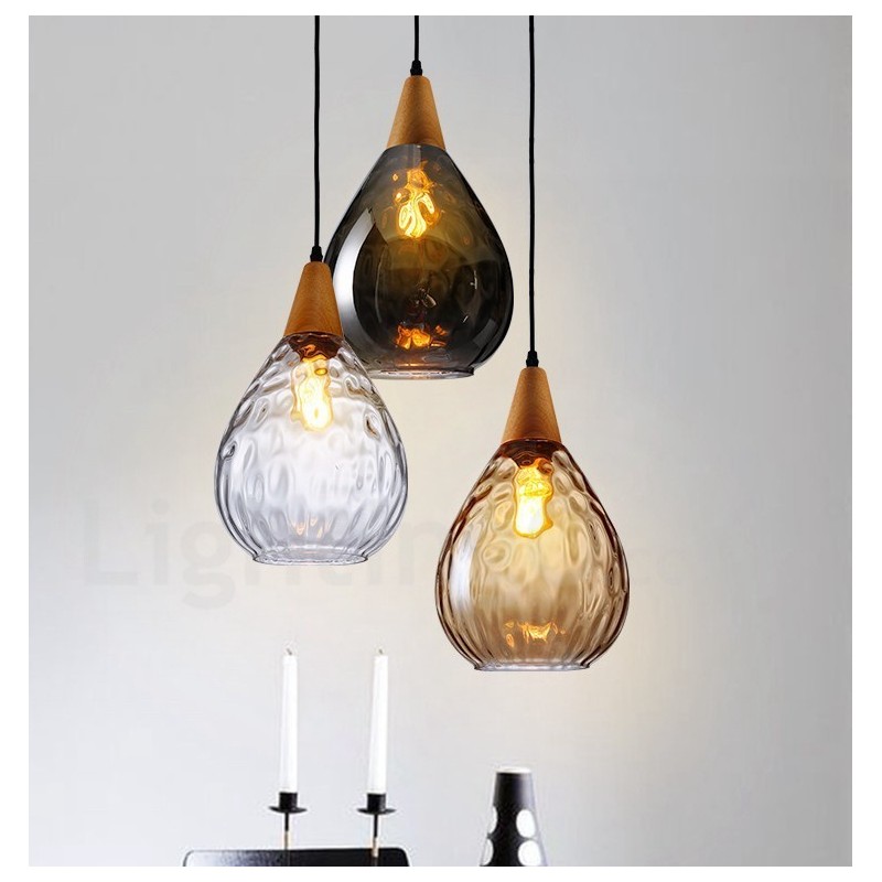 Suspension en verre moderne et contemporaine de style nordique à 1 lumière