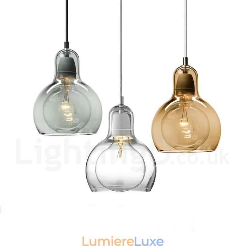 Suspension en verre moderne et contemporaine de style nordique à 1 lumière