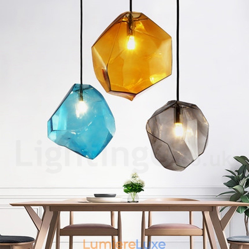 Suspension rustique Lodge à 1 lumière avec abat-jour en verre