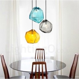 Suspension rustique Lodge à 1 lumière avec abat-jour en verre