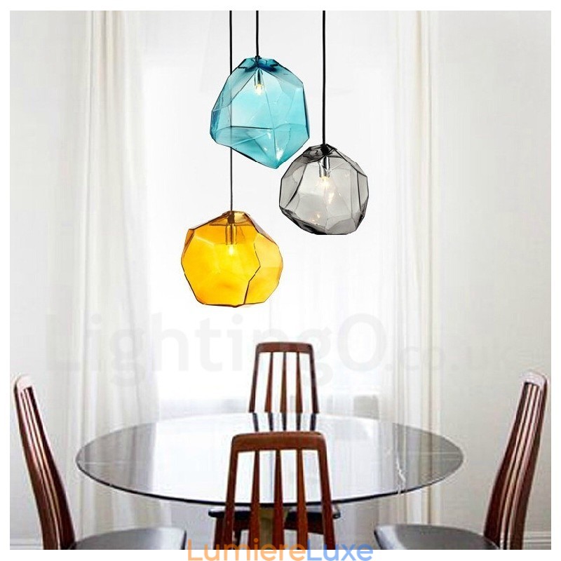 Suspension rustique Lodge à 1 lumière avec abat-jour en verre