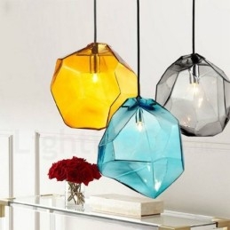 Suspension rustique Lodge à 1 lumière avec abat-jour en verre