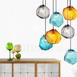 Suspension rustique Lodge à 1 lumière avec abat-jour en verre