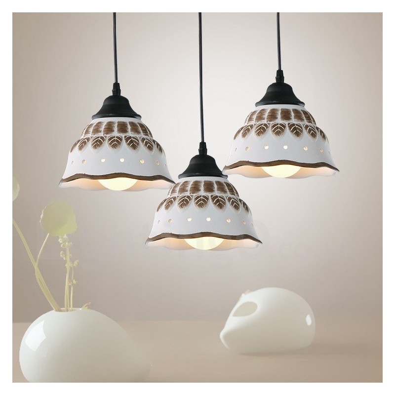 Suspension contemporaine moderne à 1 lumière avec abat-jour en céramique