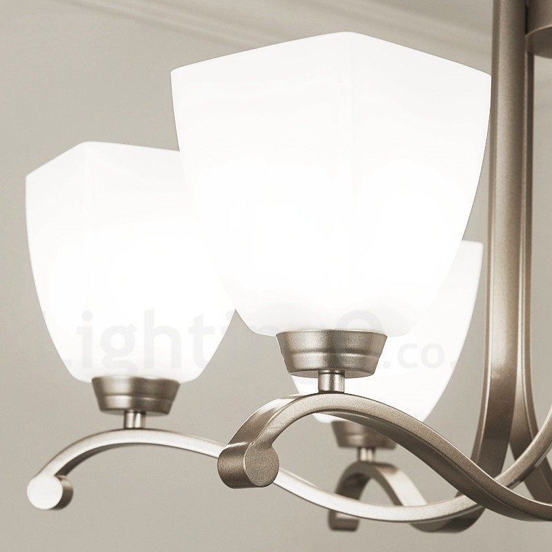 Lustre contemporain moderne à 6 lumières avec abat-jour en verre