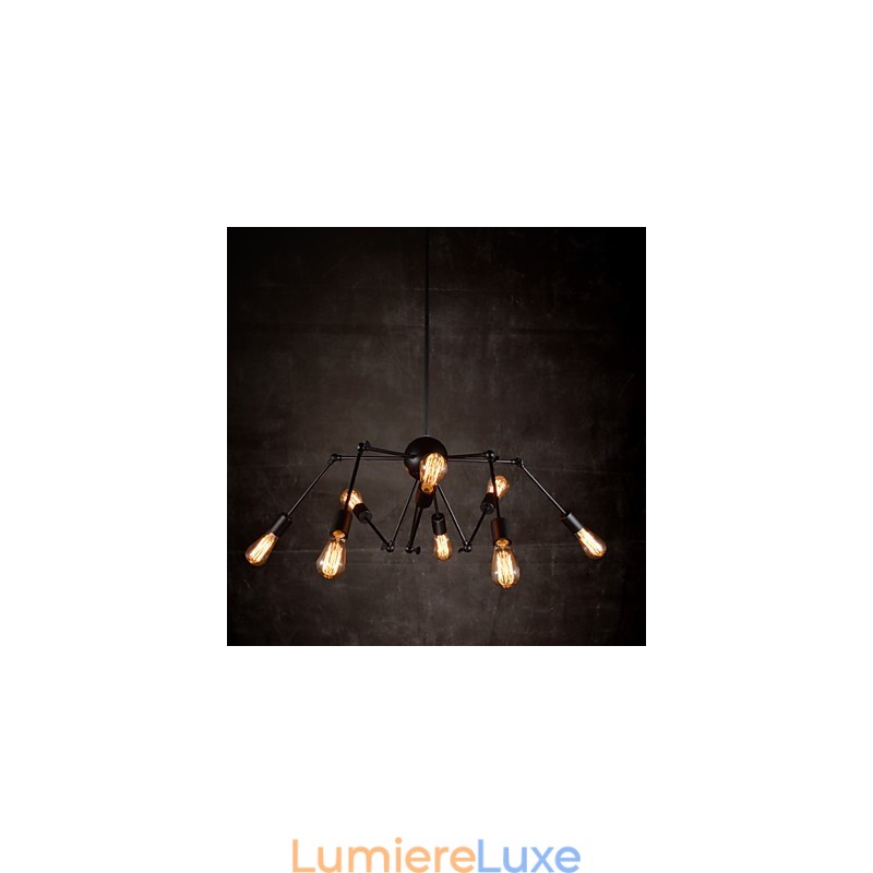 Lustre créatif à 8 lumières en nickel brossé