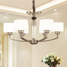 Lustre contemporain moderne à 6 lumières avec abat-jour en verre