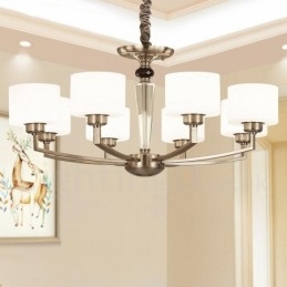 Lustre contemporain moderne à 6 lumières avec abat-jour en verre