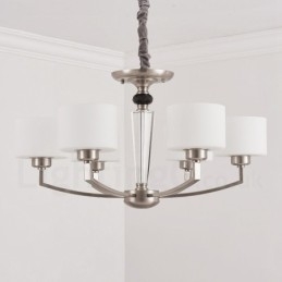 Lustre contemporain moderne à 6 lumières avec abat-jour en verre