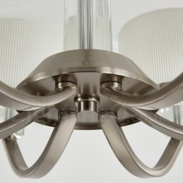 Lustre contemporain moderne en cristal à 6 lumières avec abat-jour en tissu