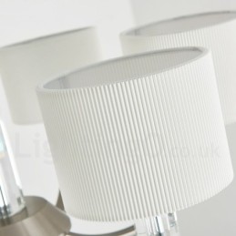 Lustre contemporain moderne en cristal à 6 lumières avec abat-jour en tissu