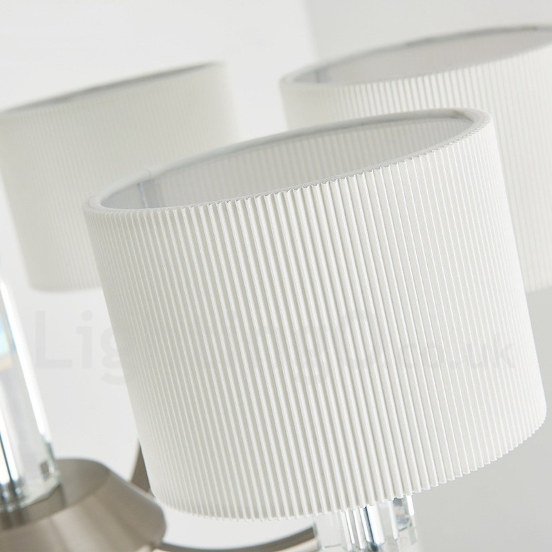 Lustre contemporain moderne en cristal à 6 lumières avec abat-jour en tissu