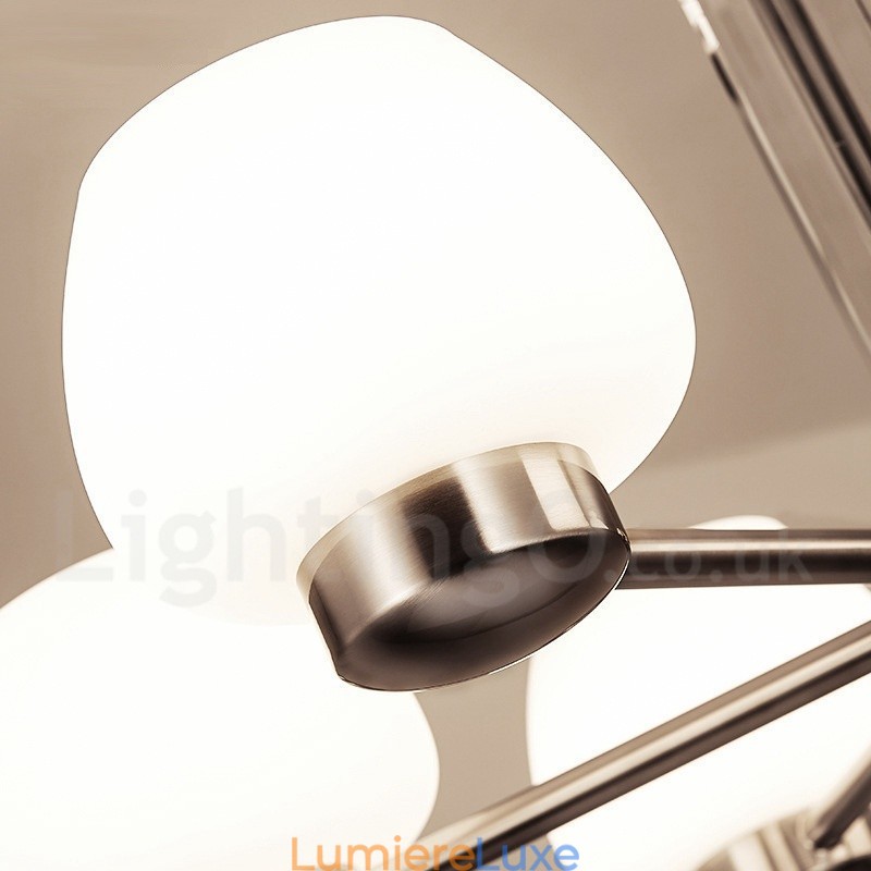 Lustre contemporain moderne à 8 lumières avec abat-jour en verre
