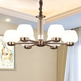 Lustre contemporain moderne à 6 lumières avec abat-jour en verre