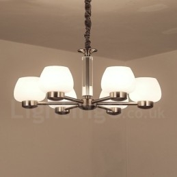 Lustre contemporain moderne à 6 lumières avec abat-jour en verre