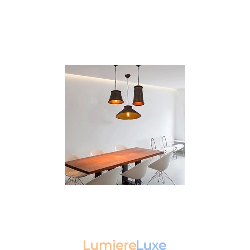 Lustre mini style moderne contemporain en métal à 3 lumières