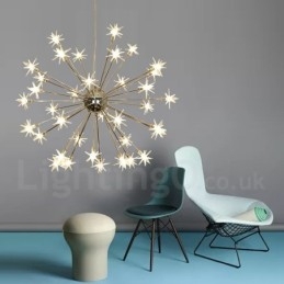 Suspension contemporaine moderne en acier à 32 lampes avec abat-jour en verre