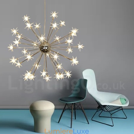 Suspension contemporaine moderne en acier à 32 lampes avec abat-jour en verre Suspension contemporaine moderne en acier à 32 lampes avec abat-jour en verre