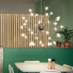 Suspension contemporaine moderne en acier à 32 lampes avec abat-jour en verre