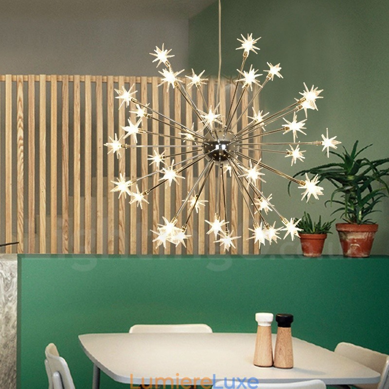 Suspension contemporaine moderne en acier à 32 lampes avec abat-jour en verre