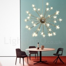 Suspension contemporaine moderne en acier à 32 lampes avec abat-jour en verre