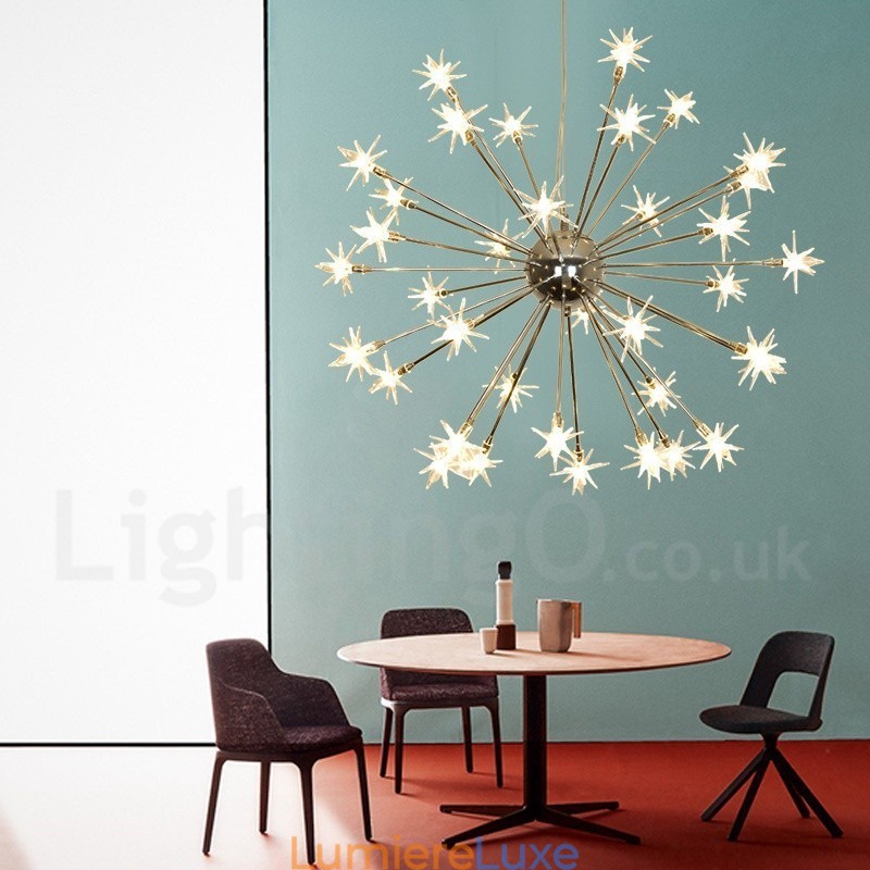 Suspension contemporaine moderne en acier à 32 lampes avec abat-jour en verre