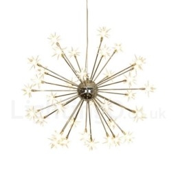 Suspension contemporaine moderne en acier à 32 lampes avec abat-jour en verre