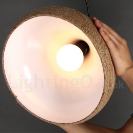 Suspension rétro rustique en corde de chanvre avec abat-jour en corde de chanvre