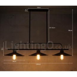 Suspension rétro rustique en acier à 3 lumières avec abat-jour en acier