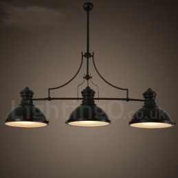 Suspension rétro rustique en acier à 3 lumières avec abat-jour en acier