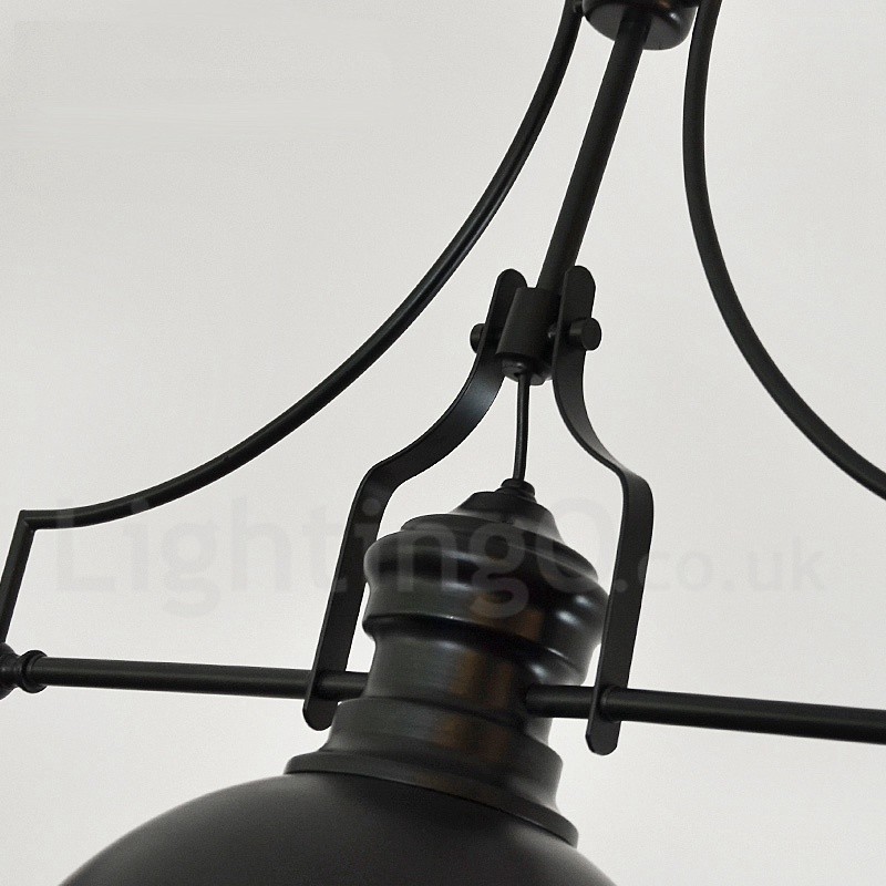Suspension rétro rustique en acier à 3 lumières avec abat-jour en acier