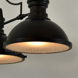 Suspension rétro rustique en acier à 3 lumières avec abat-jour en acier