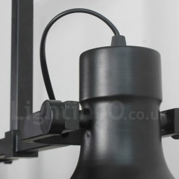 Suspension rétro rustique en acier à 3 lumières avec abat-jour en verre
