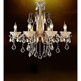 Lustre en cristal de fer forgé doré de haute qualité à 8 lumières
