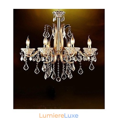 Lustre en cristal de fer forgé doré de haute qualité à 8 lumières Lustre en cristal de fer forgé doré de haute qualité à 8 lumières
