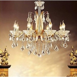 Lustre en cristal de fer forgé doré de haute qualité à 8 lumières