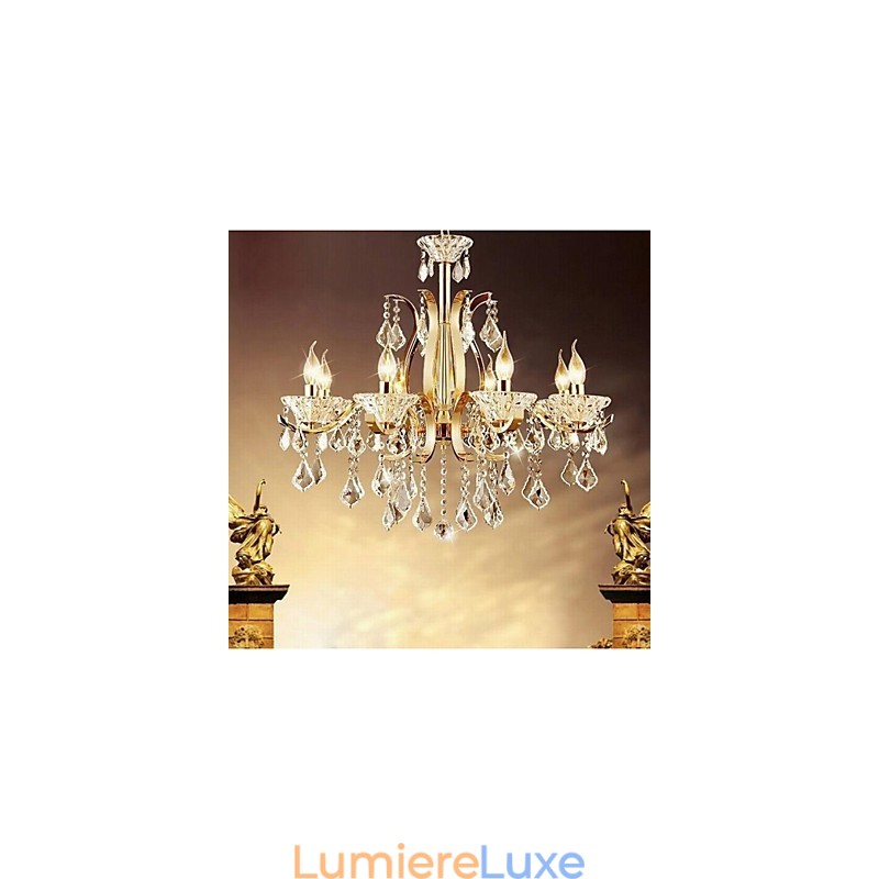Lustre en cristal de fer forgé doré de haute qualité à 8 lumières