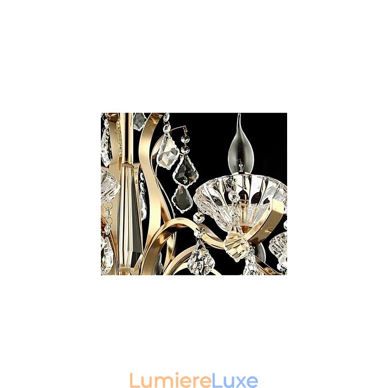 Lustre en cristal de fer forgé doré de haute qualité à 8 lumières