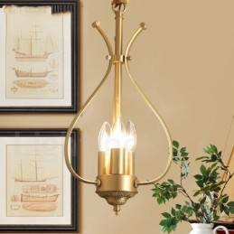 Lustre suspendu de luxe en laiton rustique rétro à 4 lumières